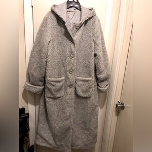 Cozy Gray Hooded Reversible Women's Coat